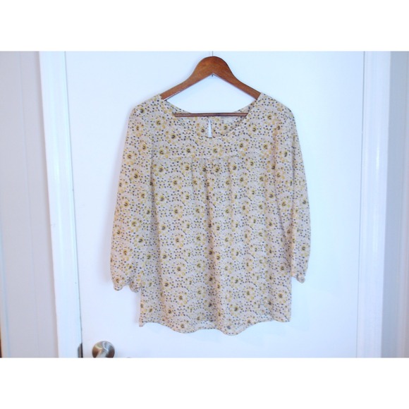 Lucky Floral Print Blouse‎ Keyhole Neckline Lightweight Top Size M /#5289 - Picture 5 of 5